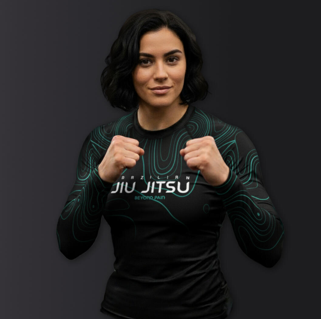 Jiu Jitsu Rashguard - Teal -Geo